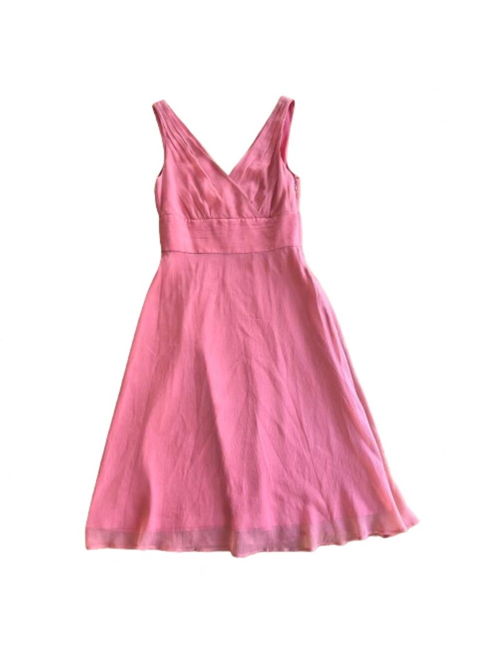 J. Crew Sophia Dress Pink Peach Coral Silk Chiffon V-neck Bridesmaid Size 4